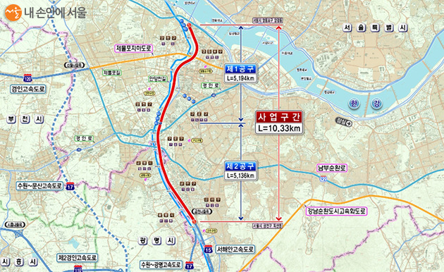 서부간선지하도로 지도상 노선도.jpg