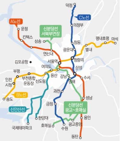 서울 GTX 신안산선 신분당선 연장 노선도.jpg
