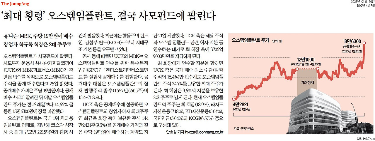 20230126_중앙일보_‘최대 횡령’ 오스템임플란트, 결국 사모펀드에 팔린다_경제 B05.jpg