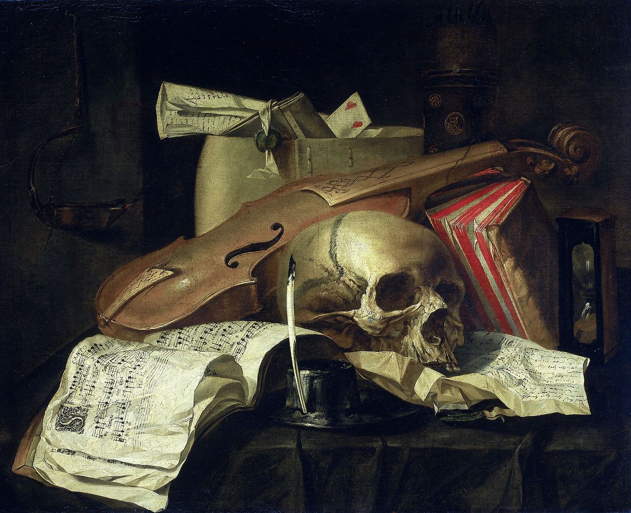Vanitas still life, N.L. Peschier, 1660.jpg