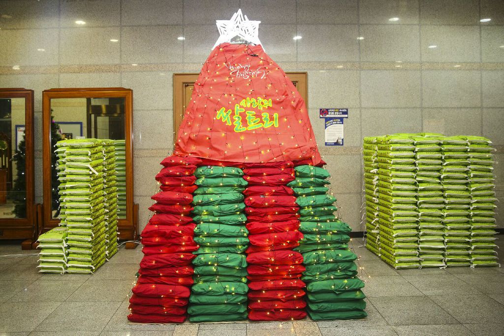 포항제일교회 사랑의 쌀 성탄트리.jpg