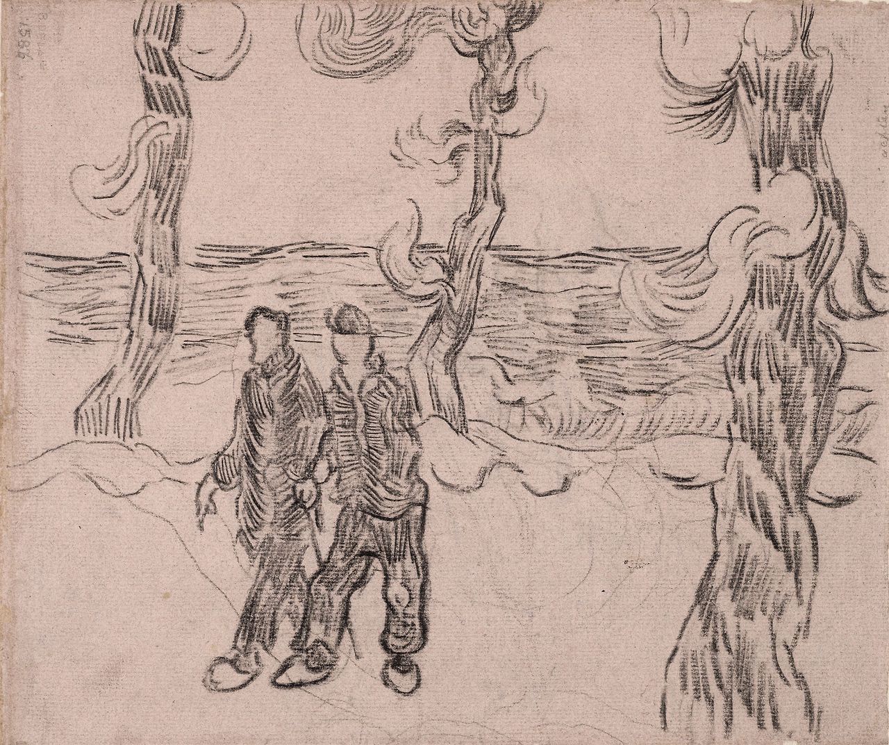 1890 Van Gogh Two Men on a Road,drawing(Van Gogh Museum Amsterdam).jpg