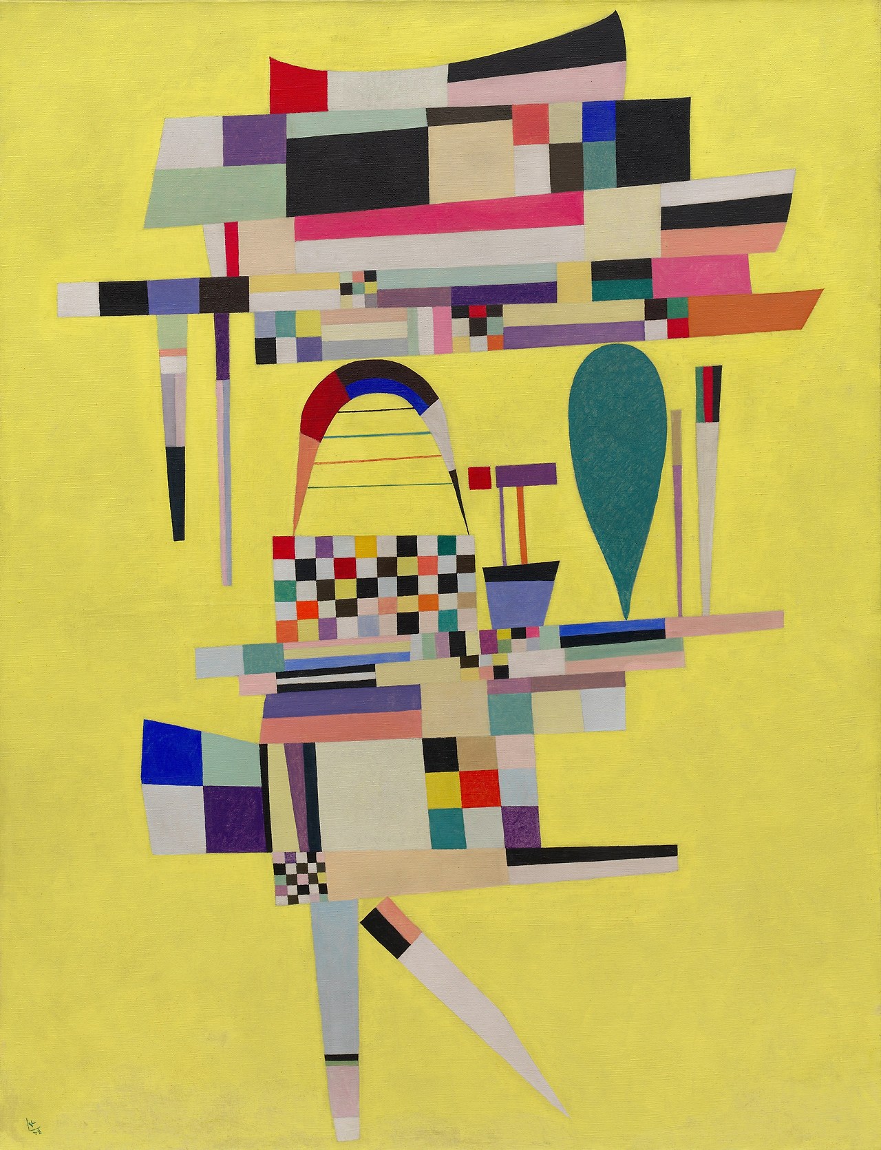 Wassily Kandinsky (1866–1944), Yellow Painting, 1938  Wassily Kandinsky (1866–1944)  Yellow Painting  1938     Oil and enamel on canvas  116.4 x 88.8 cm     Guggenheim Museum, New York.jpg
