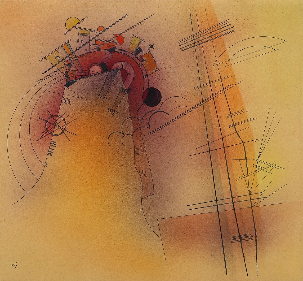 Wassily Kandinsky (1866–1944), Aglow, 1928  Wassily Kandinsky (1866–1944)  Aglow  1928     Watercolour, ink, and graphite on paper  45.6 x 49.1 cm     Guggenheim Museum, New York.jpg