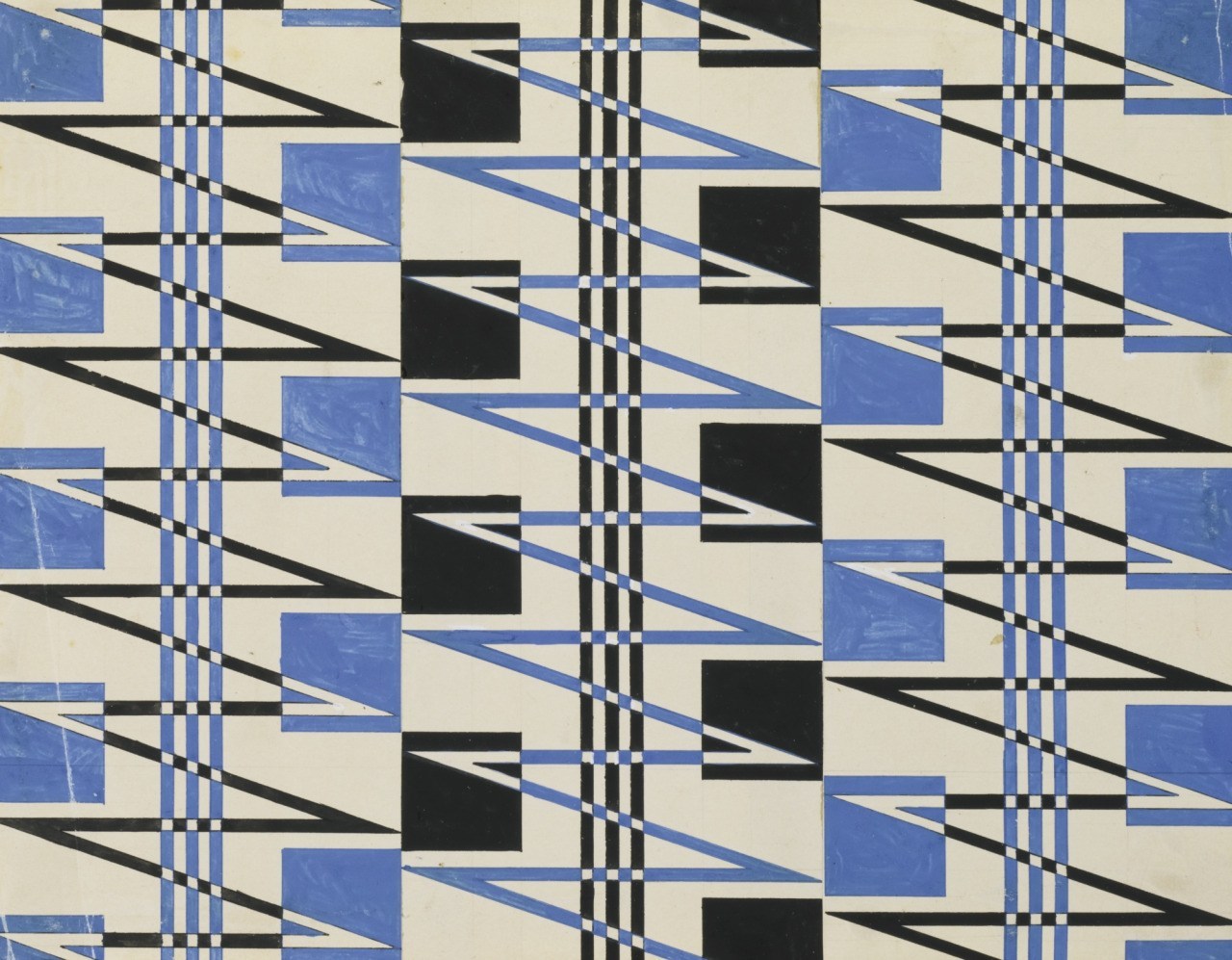 Varvara Stepanova (Russian, 1894-1958), Textile design. Gouache on three sheets of paper, 21 x 27 cm..jpg