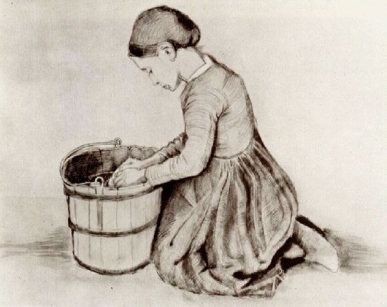 1881 Van Gogh Girl Kneeling in Front of a Bucket,drawing(private collection).jpg