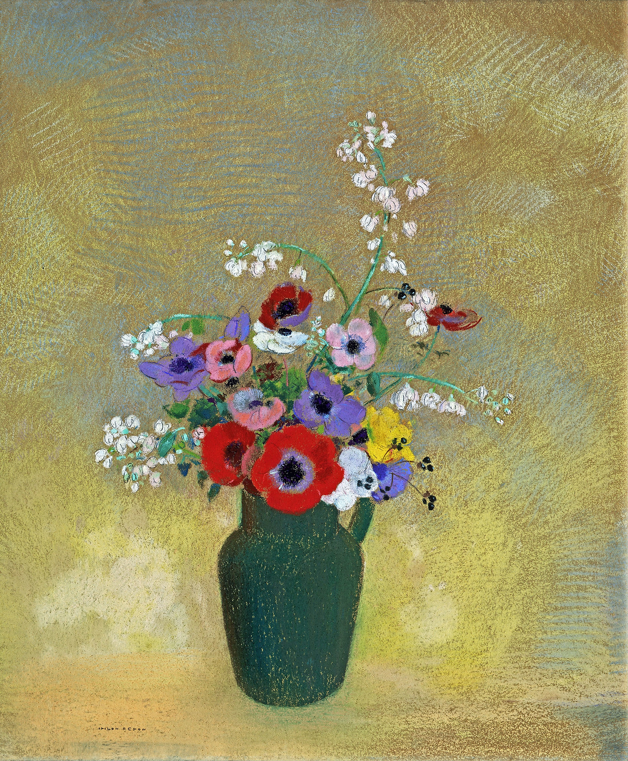 Odilon Redon - Large green vase with mixed flowers [1910-12].jpg