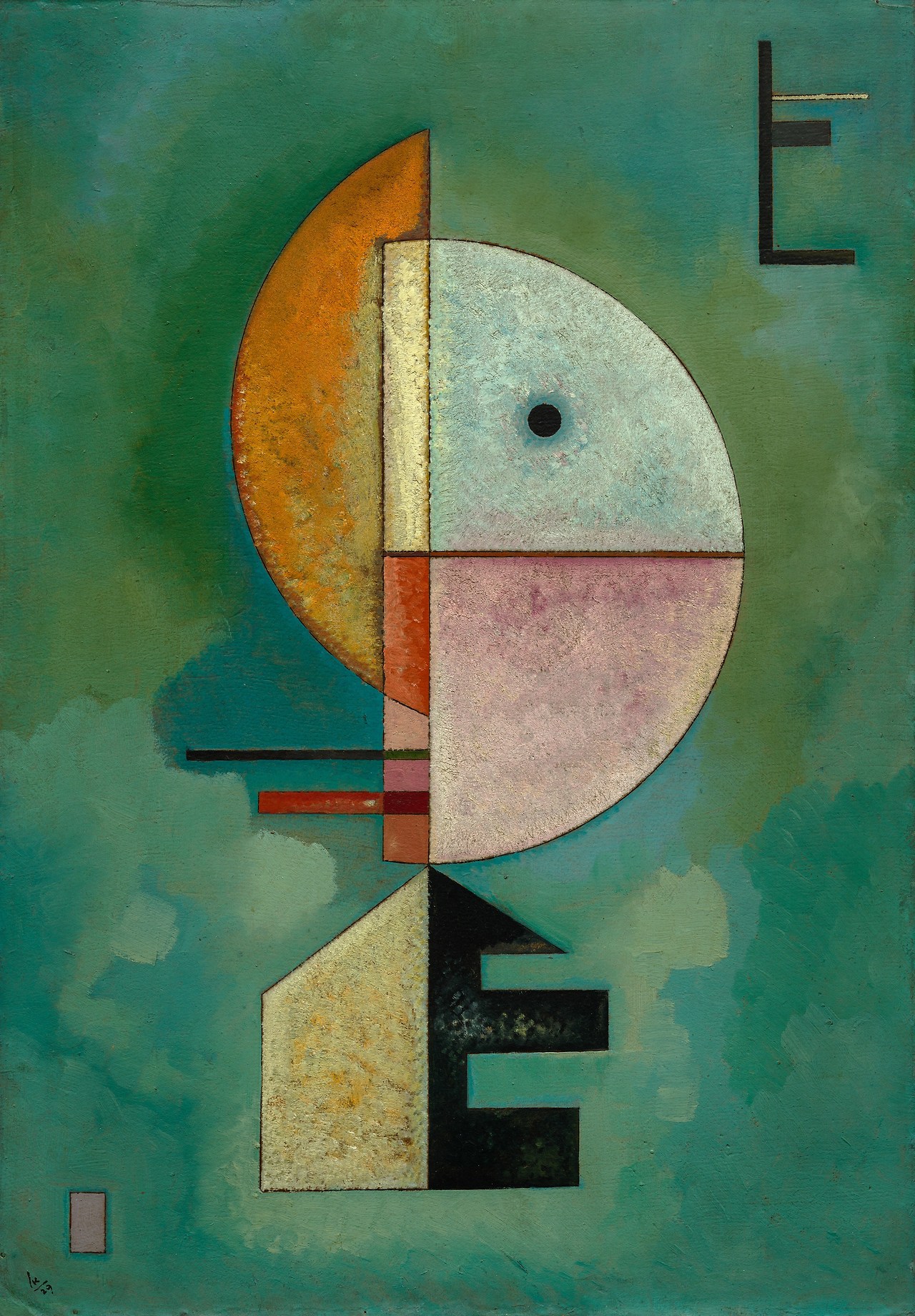 Wassily Kandinsky (1866–1944), Upward, 1929  Wassily Kandinsky (1866–1944)  Upward  1929     Oil on cardboard  70 x 49 cm     Guggenheim Museum, New York.jpg