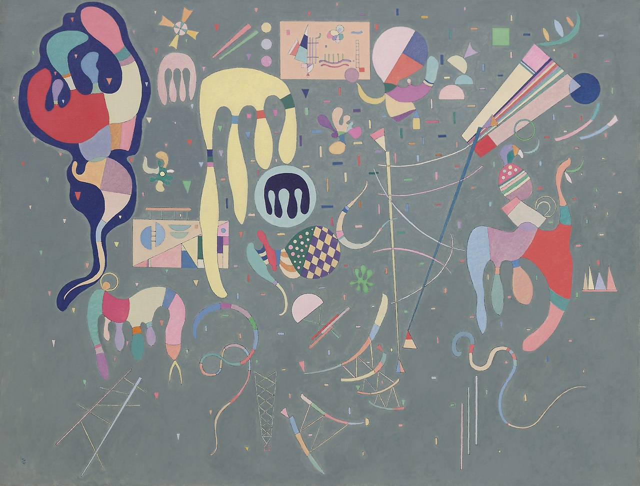 Wassily Kandinsky (1866–1944), Various Actions, 1941  Wassily Kandinsky (1866–1944)  Various Actions  1941     Oil and enamel on canvas  89.2 x 116.1 cm     Guggenheim Museum, New York.jpg