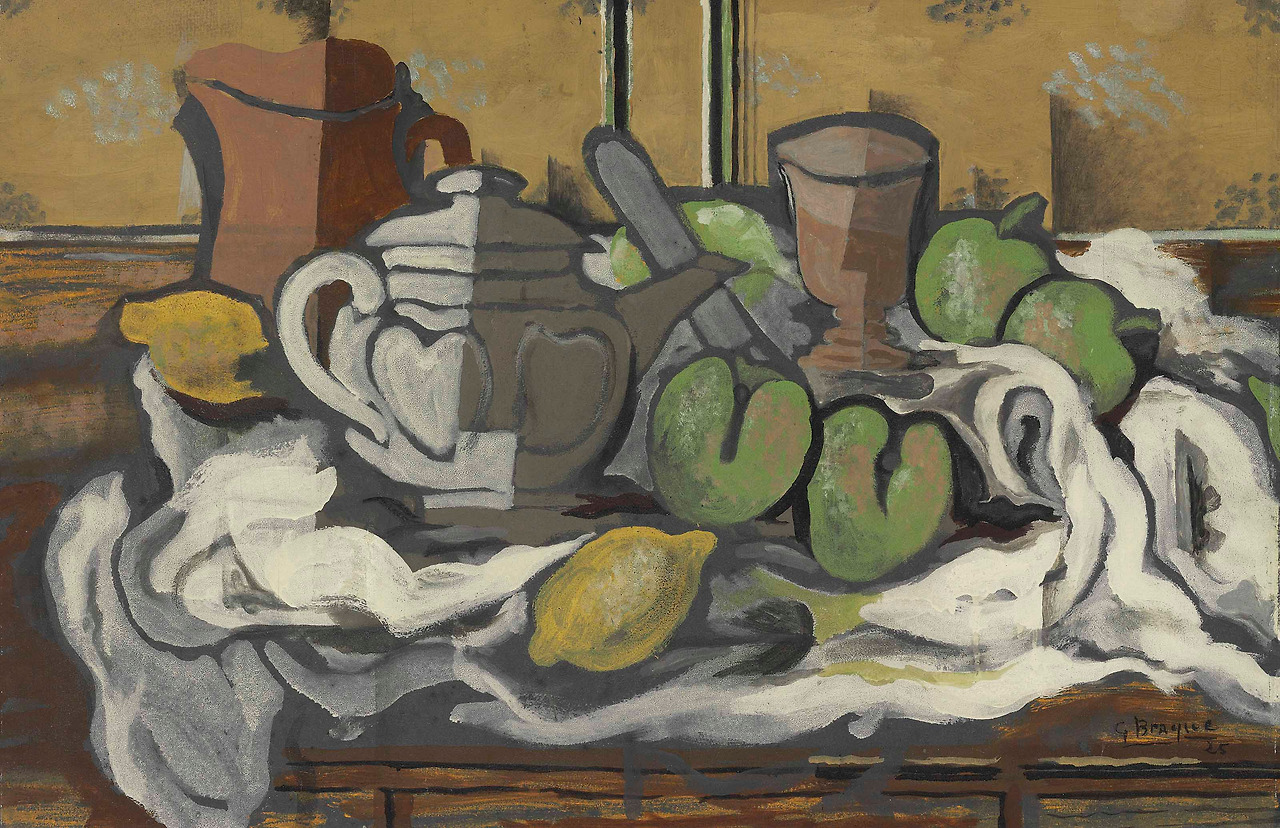 3 Georges Braque - Teapot, Jug, Glass and Fruit [1925].jpg