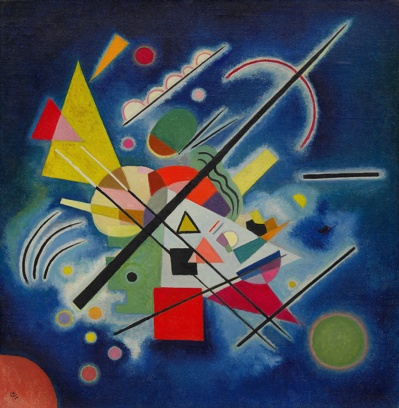 Wassily Kandinsky (1866–1944), Blue Painting, 1924  Wassily Kandinsky (1866–1944)  Blue Painting  1924     Oil on canvas, mounted on board  50.6 x 49.5 cm     Guggenheim Museum, New York.jpg