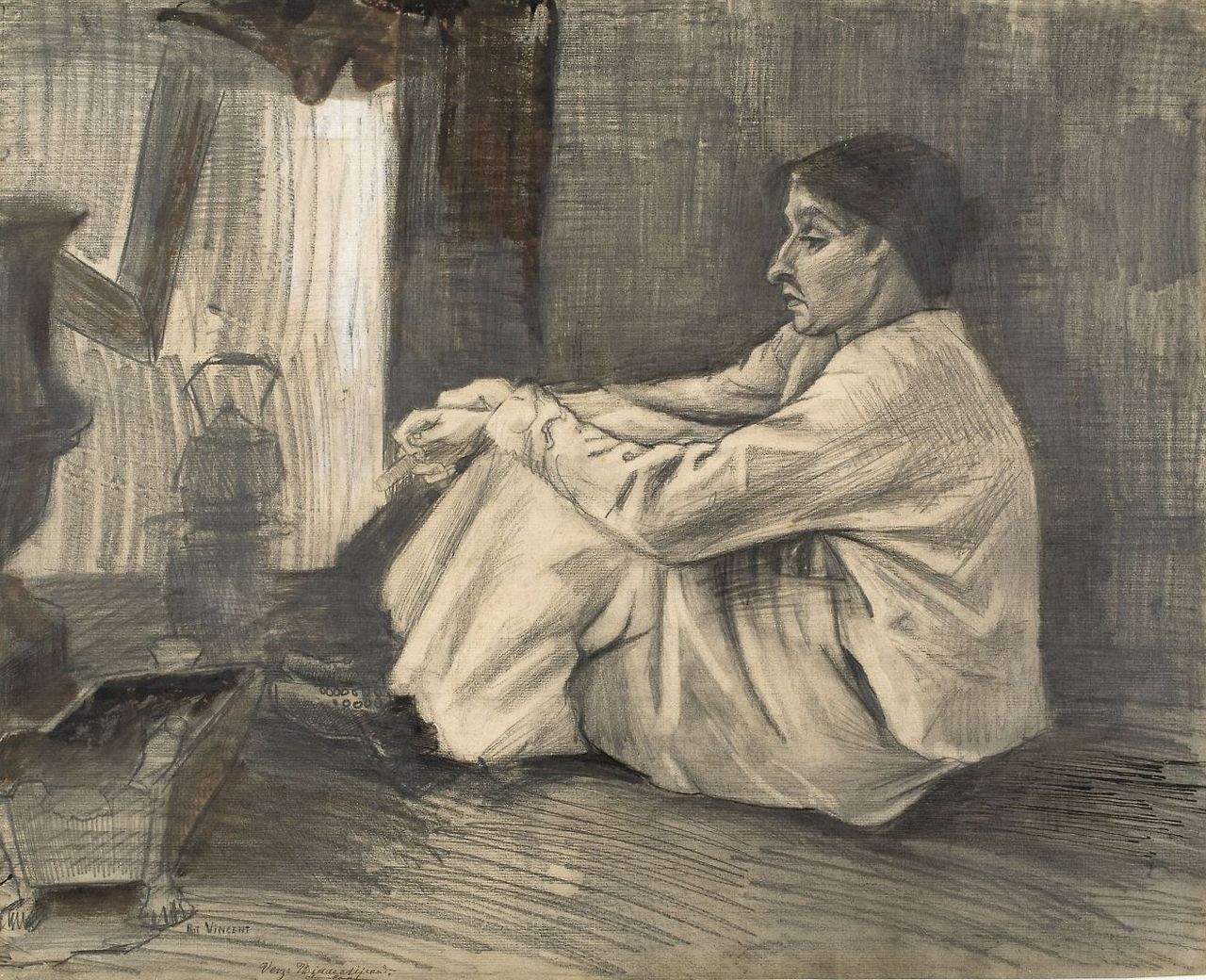1882 Van Gogh Woman seated near the stove,drawing(Kröller-Müller Museum).jpg