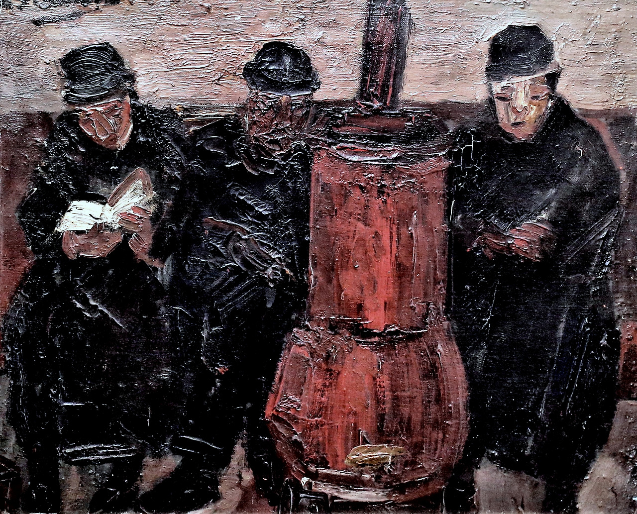 Henri Victor Wolvens. 1896-1977. Salle d'attente à la gare de Heist. 1928. Waiting room in Heist Railway Station. Ixelles Musée des Beaux Arts.jpg