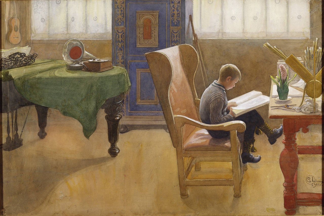 Larsson (Carl), Esbjörn at the Study Corner, 192-Nationalmuseum Stockholm.jpg