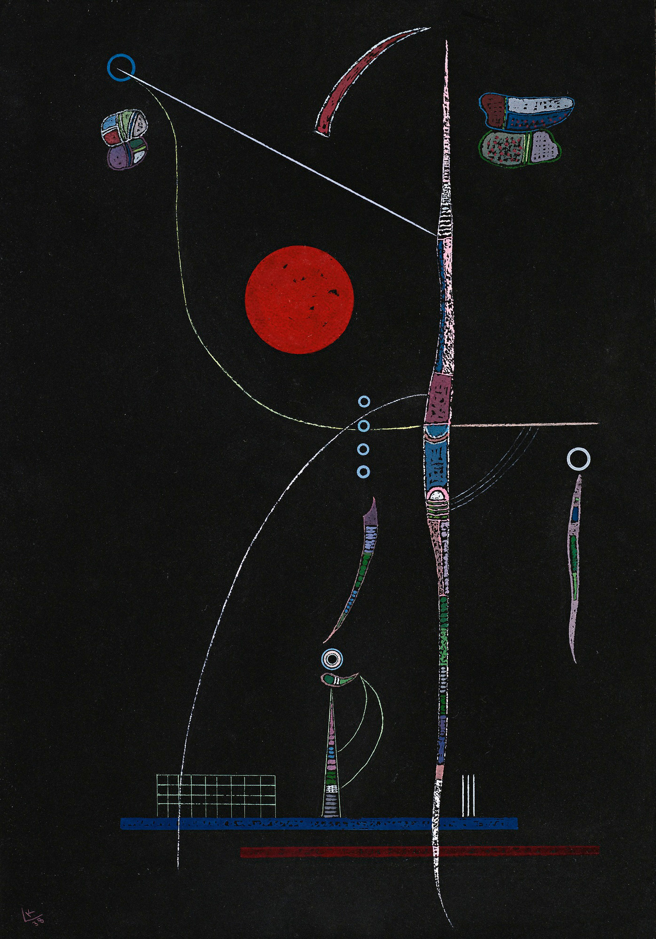 Wassily Kandinsky (1866–1944), L'Accent rouge, 1938  Wassily Kandinsky (1866–1944)  L'Accent rouge  1938     Gouache on paper  49.5 x 34.4cm     Private collection.jpg