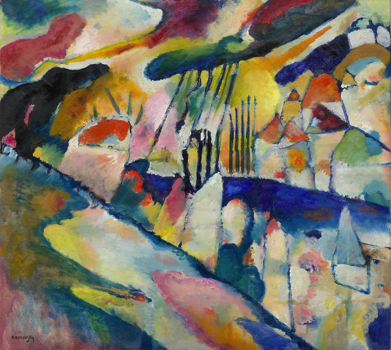 Wassily Kandinsky (1866–1944), Landscape with Rain, 1913  Wassily Kandinsky (1866–1944)  Landscape with Rain  1913     Oil on canvas  70.2 x 78.1 cm     Guggenheim Museum, New York.jpg