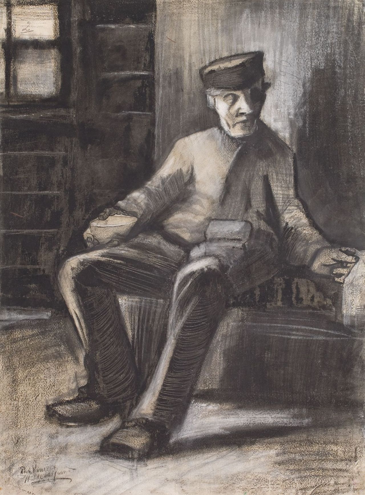 1882 Van Gogh Workman on his meal interval,drawing(Kröller-Müller Museum).jpg