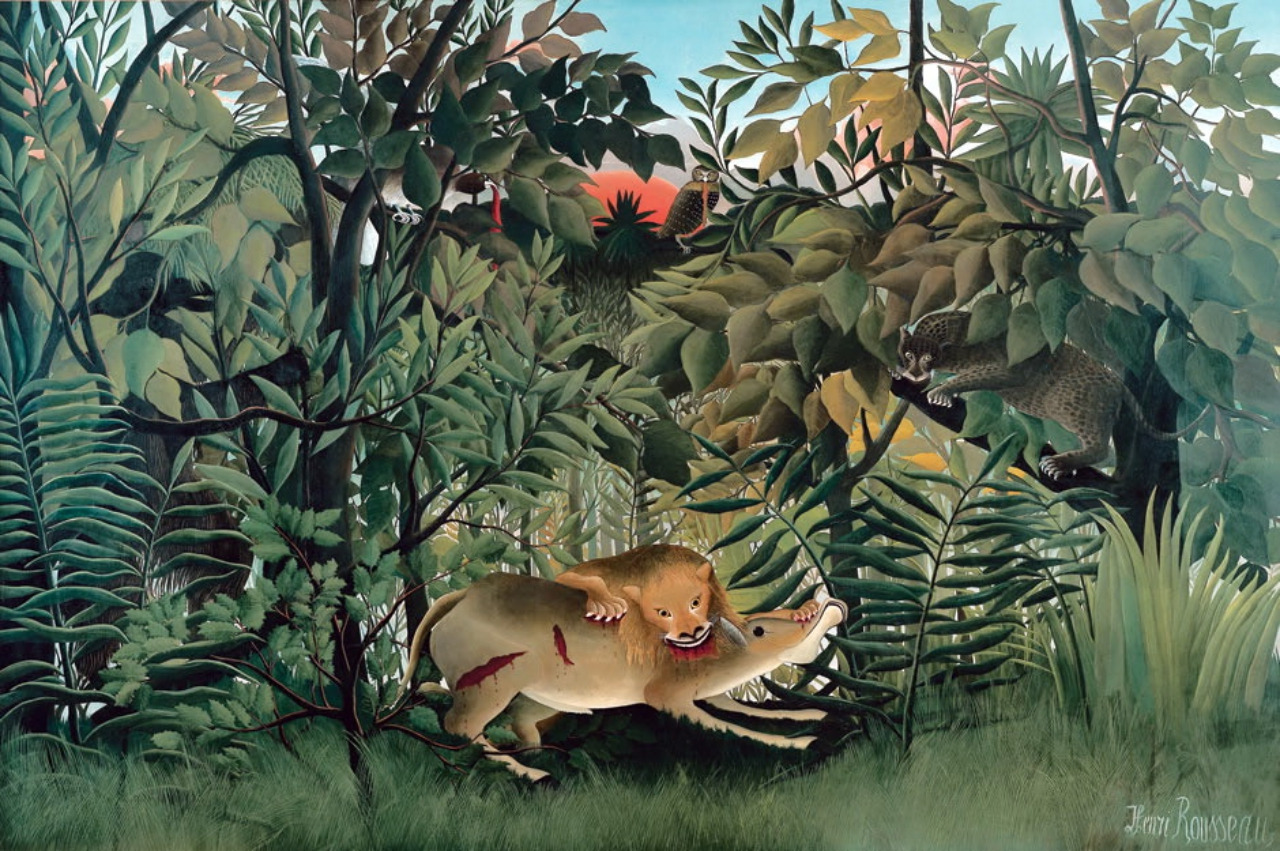 마크로스코 액자 버전 The Hungry Lion Attacking an Antelope  1898:1905. Oil on canvas. 200 x 301 cm. Fondation Beyeler, Basel..jpg