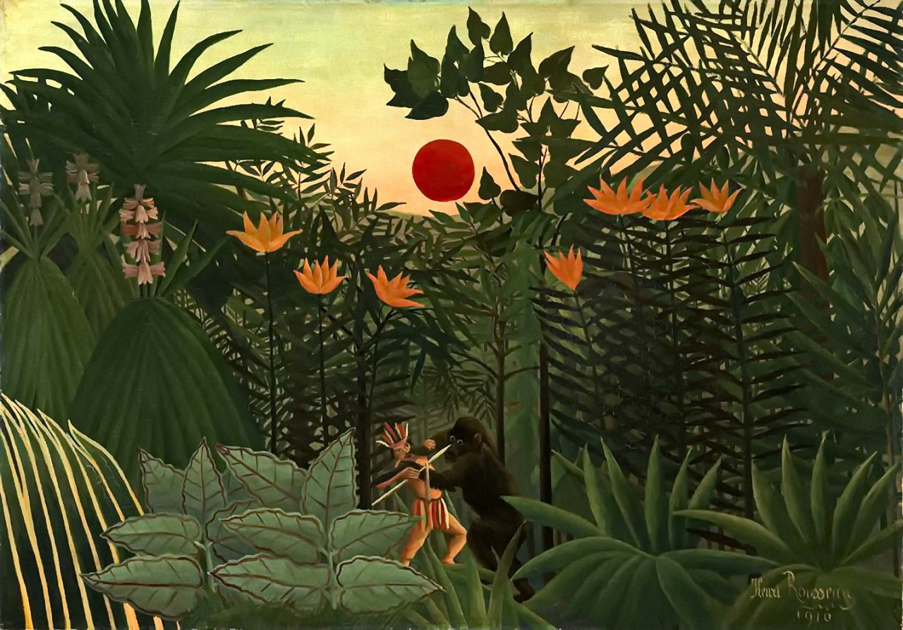 마크로스코 액자 버전 Tropical Landscape an American Indian Struggling with a Gorilla  Oil on canvas. 113,6 x 162,5 cm. Virginia Museum of Fine Arts, Richmond. .jpg