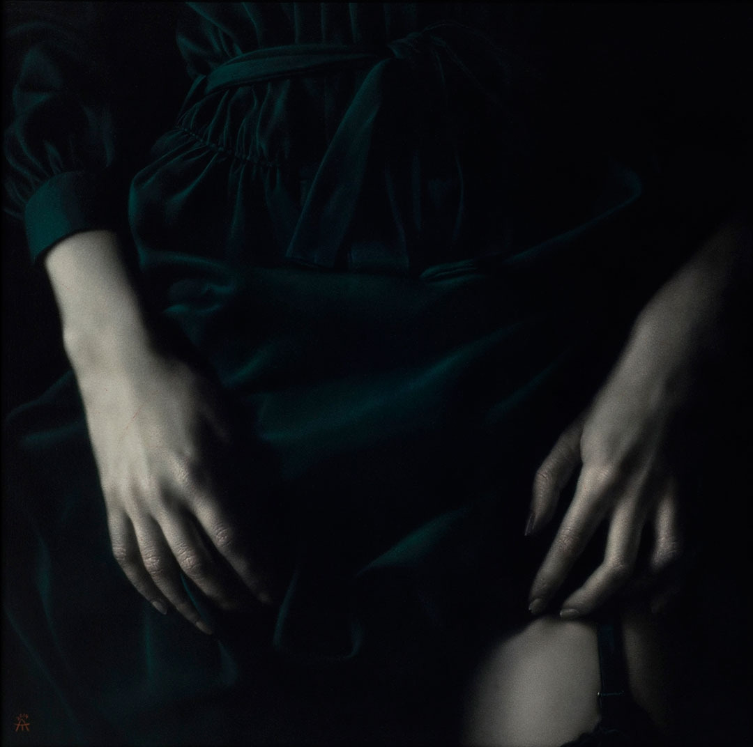 ALEXANDER TIMOFEEV, %22I DIDN'T CATCH THE LAST WORD (G),%22 OIL ON LINEN 12 X 12 INCHES (SOLD).jpg