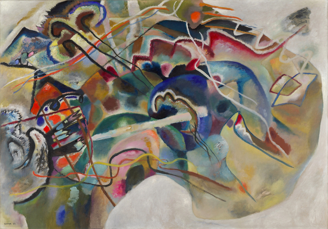 Wassily Kandinsky (1866–1944), Painting with White Border, 1913  Wassily Kandinsky (1866–1944)  Painting with White Border  1913     Oil on canvas  140.3 x 200.3 cm     Guggenheim Museum, New York.jpg