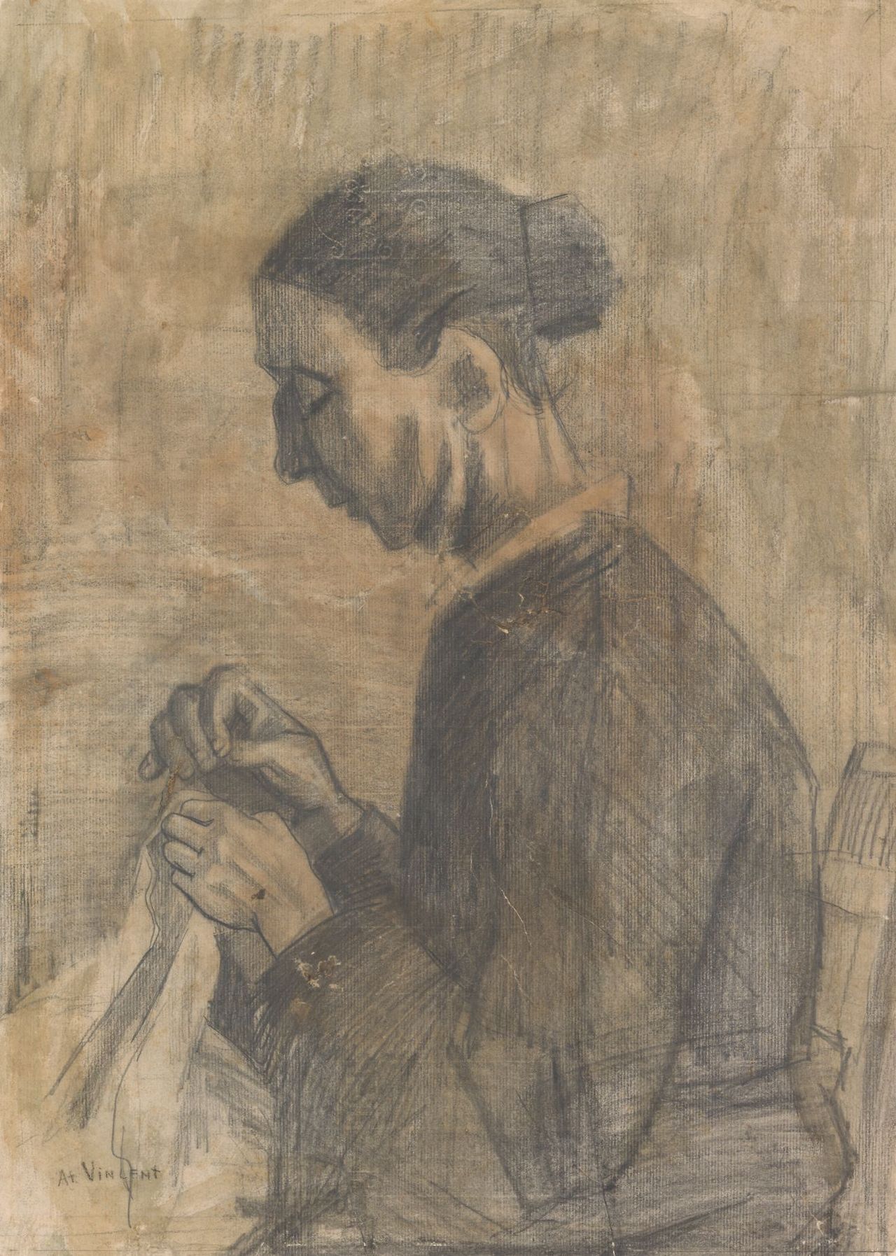 1882 Van Gogh Sewing woman,drawing(Kröller-Müller Museum).jpg