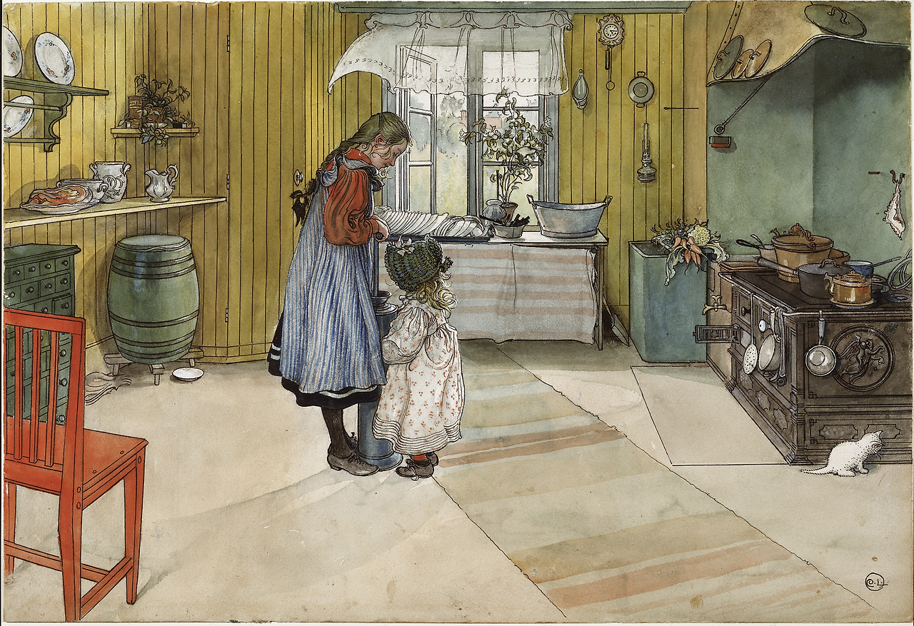 Larsson (Carl), The Kitchen. From A Home (26 watercolours), sd-Nationalmuseum Stockholm.jpg