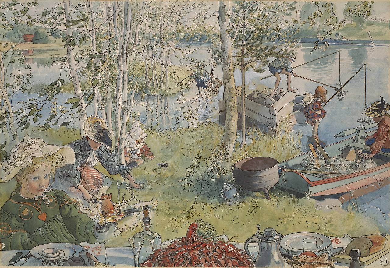 Larsson (Carl), Crayfishing, From A Home (26 watercolours), sd-Nationalmuseum Stockholm.jpg