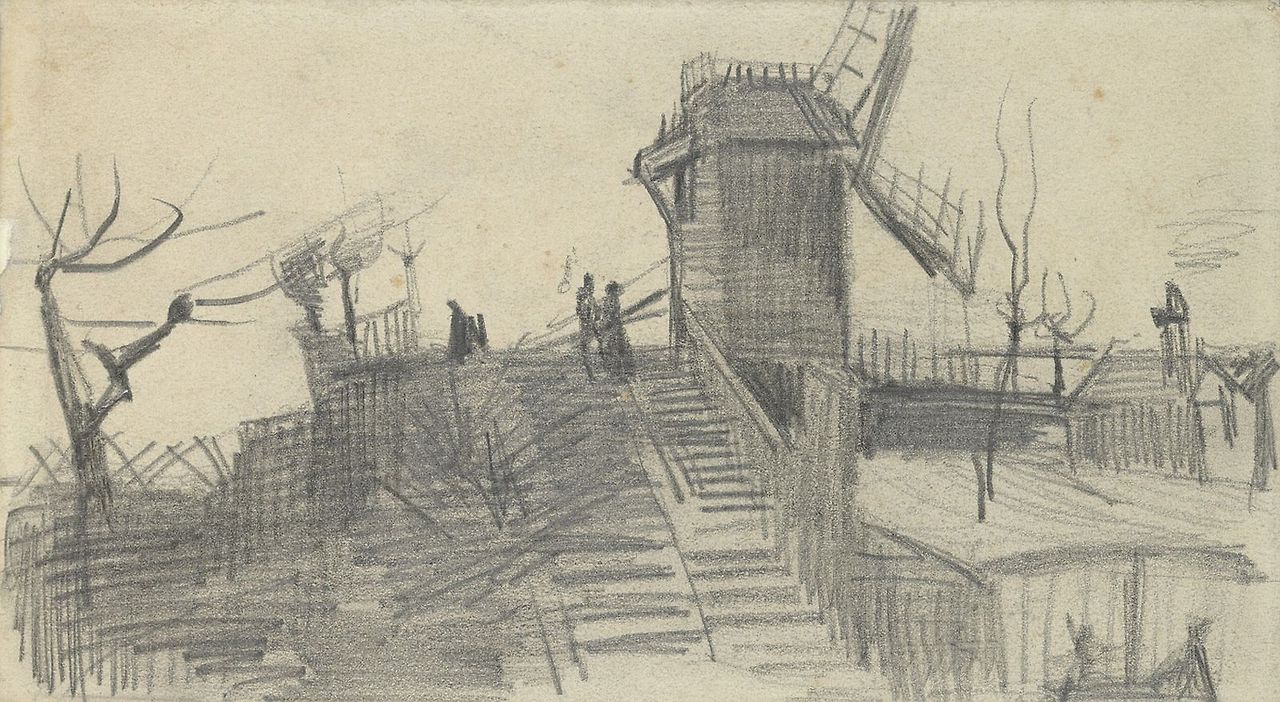 1886 Van Gogh Moulin de Blute-Fin,drawing(Van Gogh Museum Amsterdam).jpg