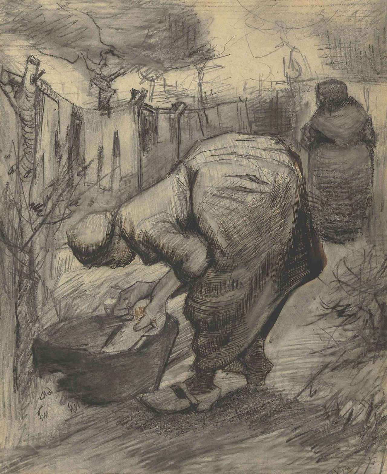 1882 Van Gogh Paysanne au bassin dans un jardin,drawing(private collection).jpg