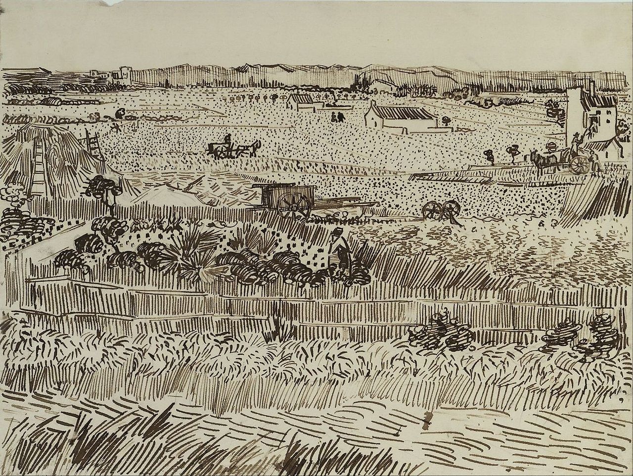 888 Van Gogh Paysage de moisson,drawing(Kupferstichkabinett Berlin).jpg