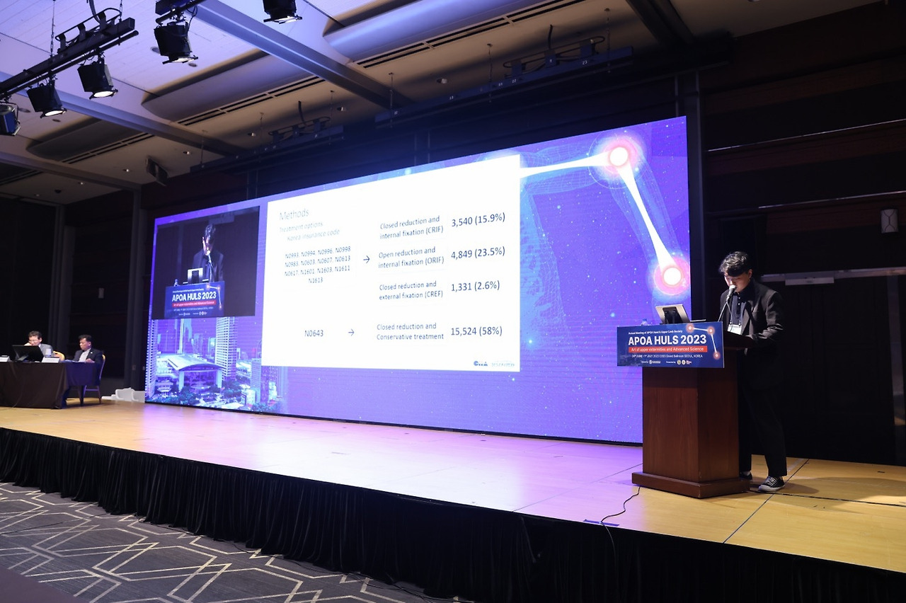 일산백병원 정형외과 송태훈 전공의가 서울 코엑스에서 열린 아시아태평양 정형외과 수부상지 학술대회에서 손목터널중후군 발생 위험인자를 분석한 연구 논문을 발표했다..jpg