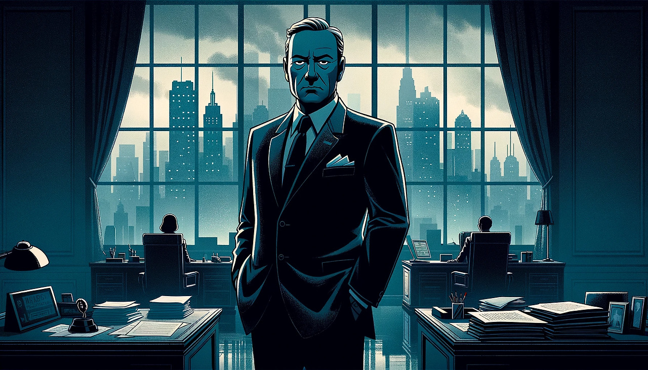 DALL·E 2024-02-23 14.55.58 - Create a 16_9 ratio Pixar-style illustration of a character who exudes the essence of a pragmatic and powerful leader, similar to Frank Underwood from.jpg