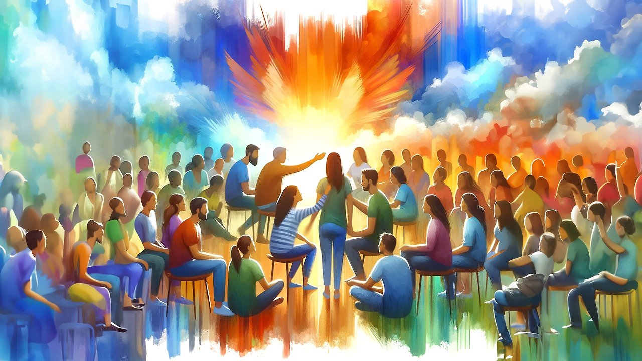 DALL·E 2024-02-23 20.38.15 - A vibrant scene of people from various backgrounds sharing emotions, understanding, and support in a communal space, embodying empathy and cooperation.jpg