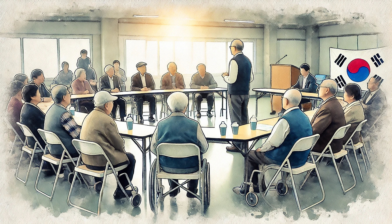 평생학습-1_0014_DALL·E 2024-08-06 14.35.38 - A realistic watercolor-style image of an elderly person attending a workshop or.jpg