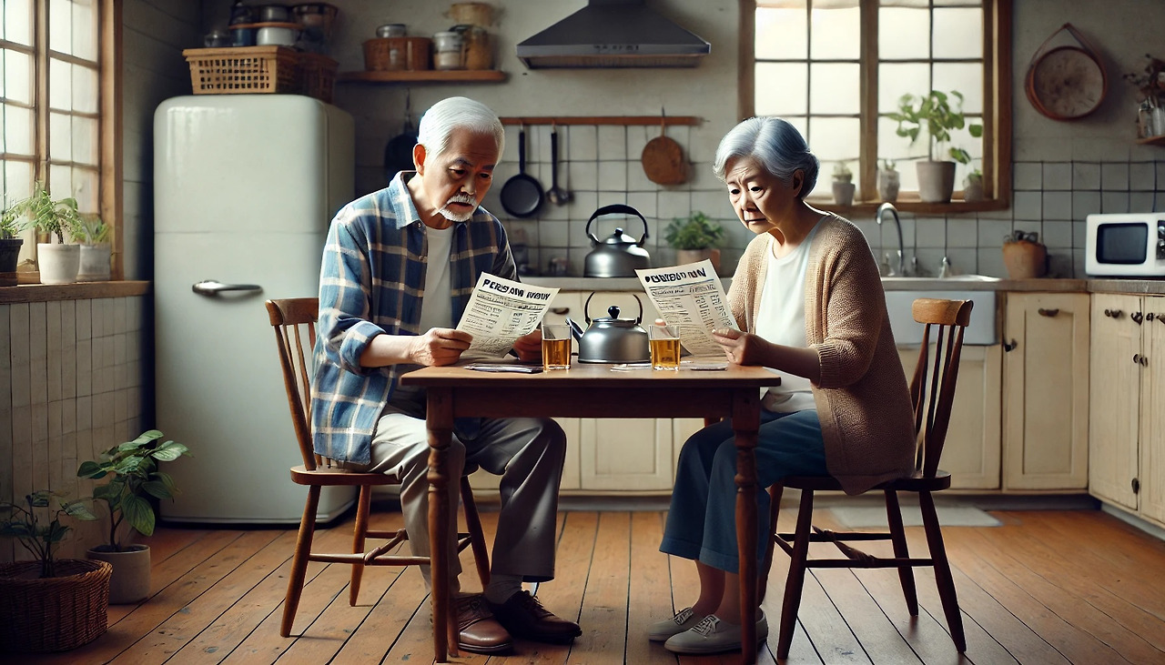 3 연금 부족과 경제적 불안정 속에 살아가는 고령 부부의 현실을 시각적으로 표현.jpg