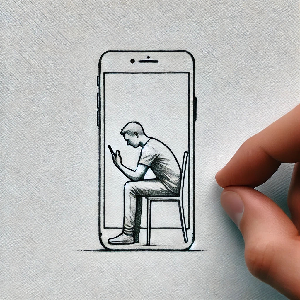 re _0017_DALL·E 2025-02-16 21.56.14 - A minimalistic pencil sketch of a person putting away their smartphone and taking .jpg
