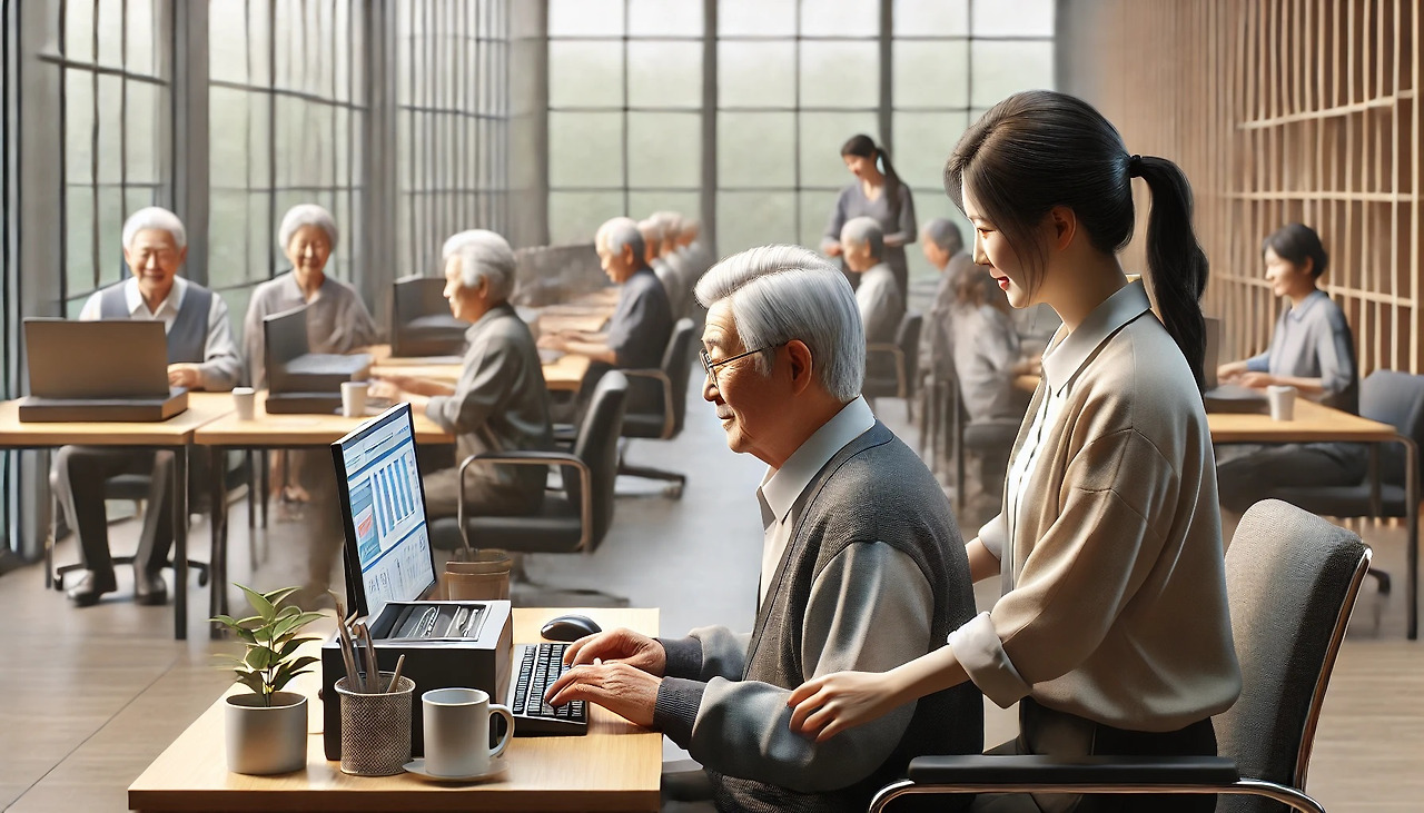 4 고령층의 재취업 훈련 또는 안정적인 일자리 환경을 묘사한 긍정적인 이미지.jpg