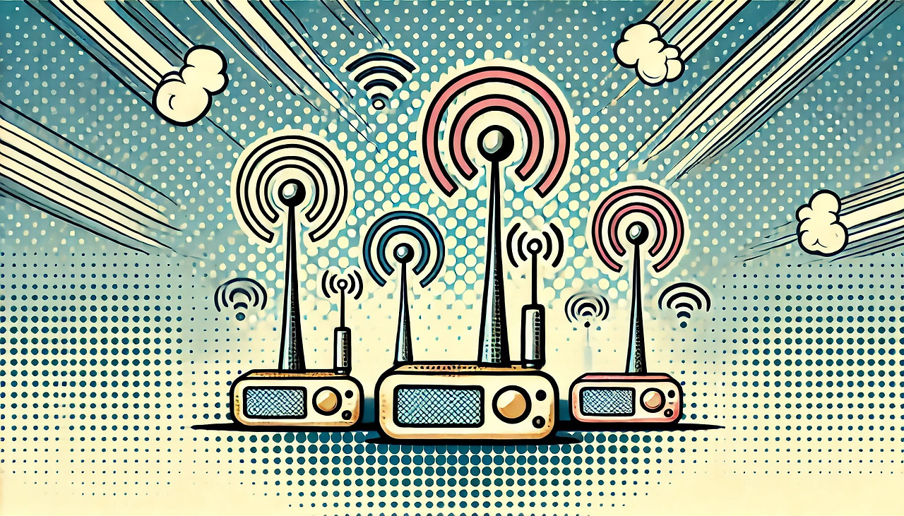 DALL·E 2024-06-22 23.46.13 - A simple pop art style image with a white background and some padding around the edges illustrating 'Antenna Size and Wave Propagation'. The image sho.jpg