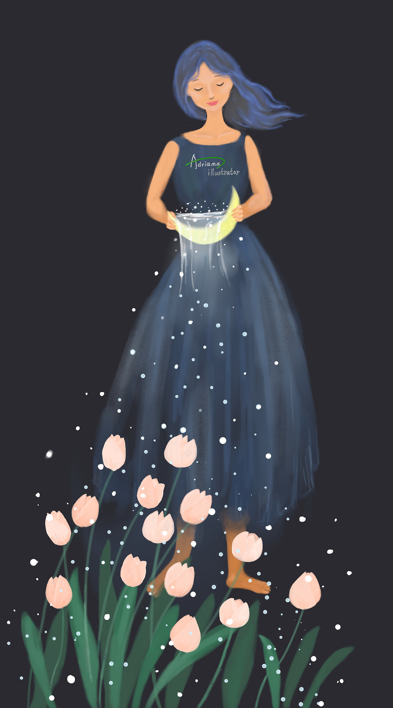 블랙배경- 튤립과 여인.jpg