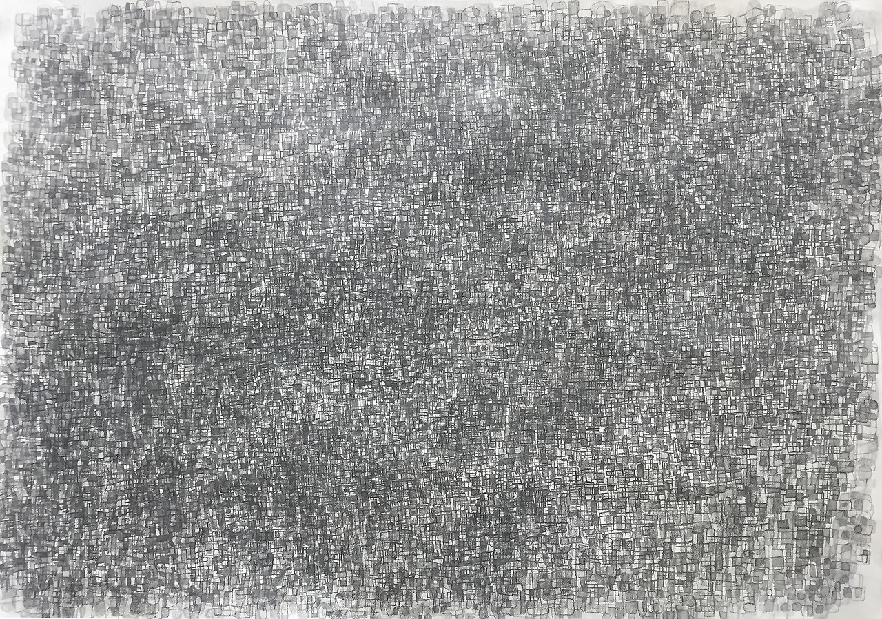 between atoms and atoms-clump up, 59.4 x 42 cm, pencil on paper, 2018.jpg