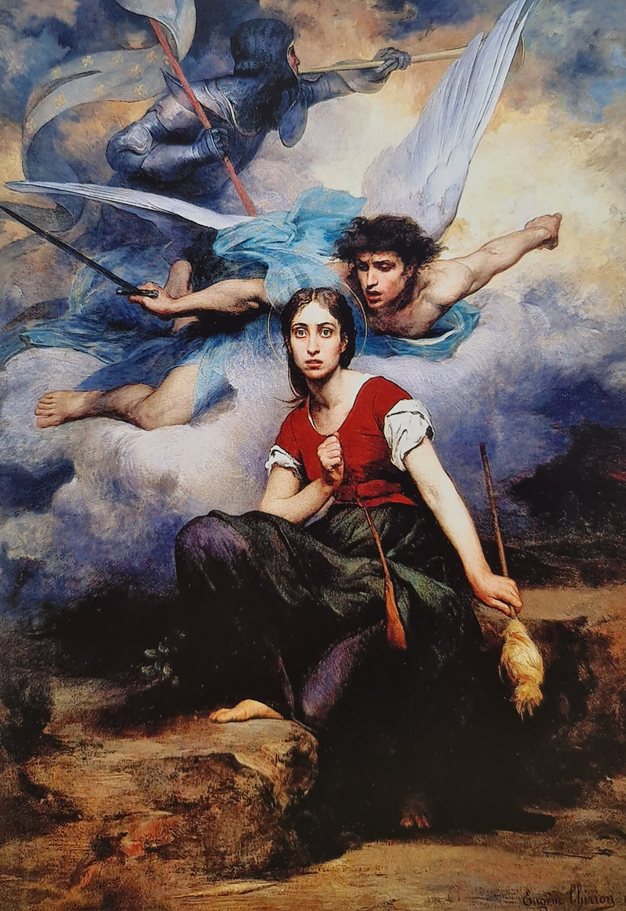 도판 96. 잔 다르크 Eugene Thirion (1839-1910) 오를레앙의 잔 다르크가 미카엘 천사의 환영을 접하다, 캔버스에 유채, 225 x 163 cm, 파리의 샤투의 노트르담 성당.jpg