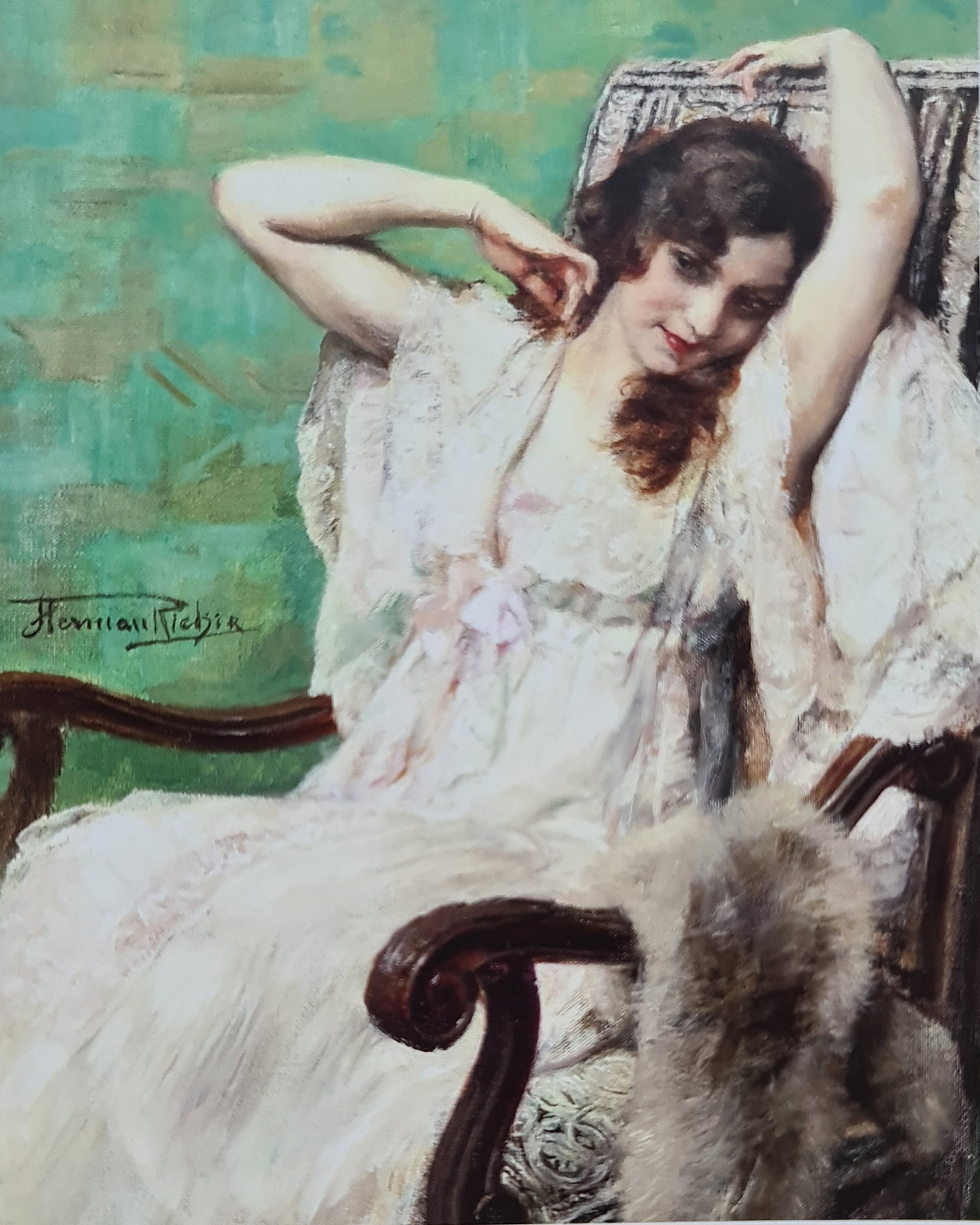 도판 149. 여인 Femand Toussaint (1873-1956) 장미와 함께 한 우아한 여인, 캔버스에 유채, 100x 80 cm.jpg