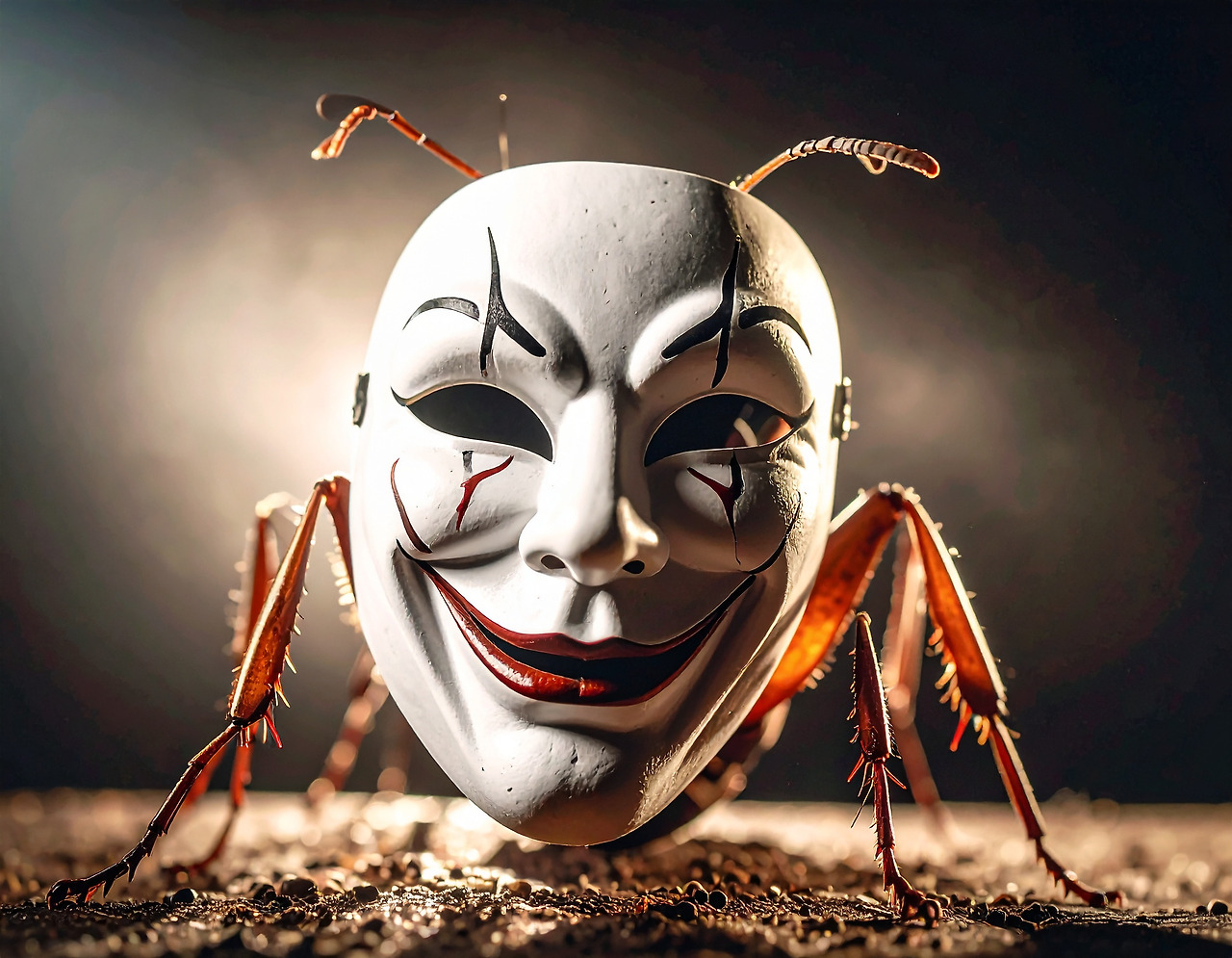 Firefly Ant is holding a Joker mask in front of his face and nodding his head. 948227.jpg