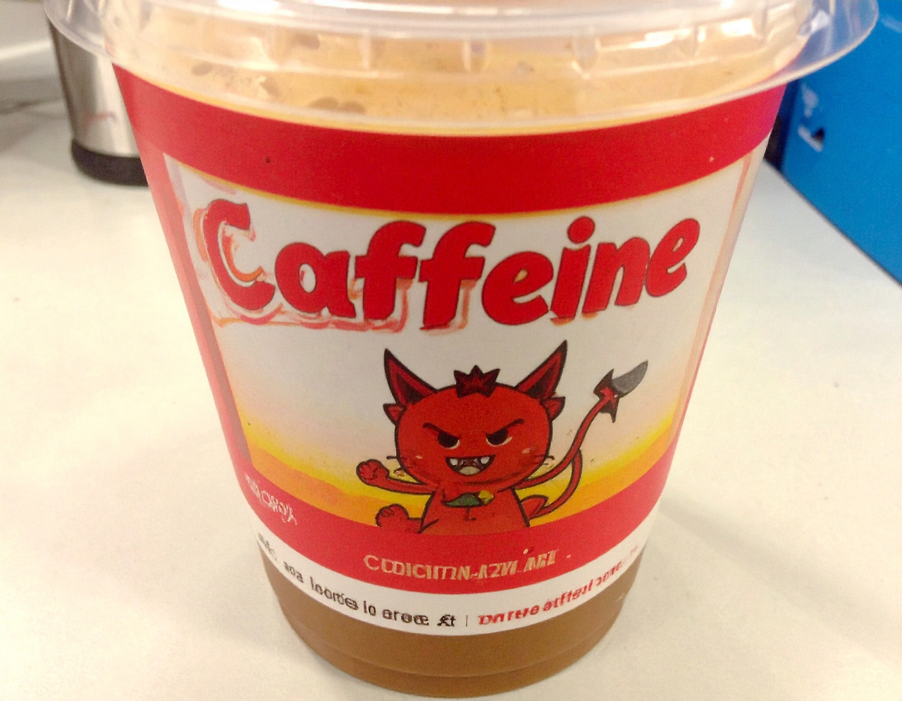 Firefly_A plastic disposable iced Americano cup holder features a cute devil drawing and the  94462.jpg