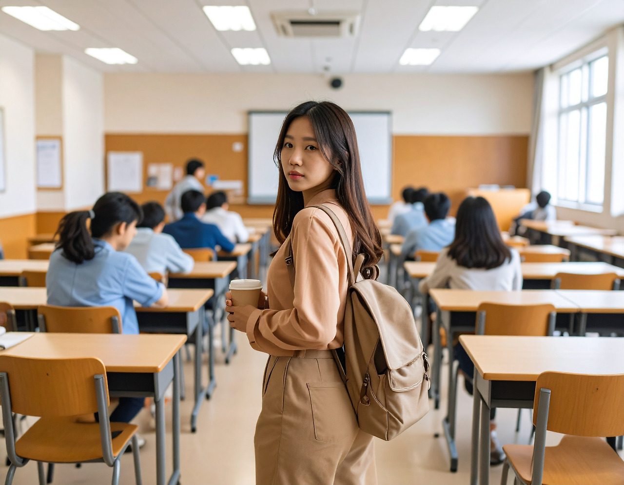 Firefly_A Korean woman in her 20s turns around and leaves the classroom with a sour expressio 767862.jpg
