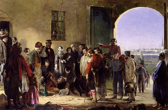 스쿠타리의 야전병원에서 부상병을 맞이하는 나이팅게일-제리 배럿.jpg