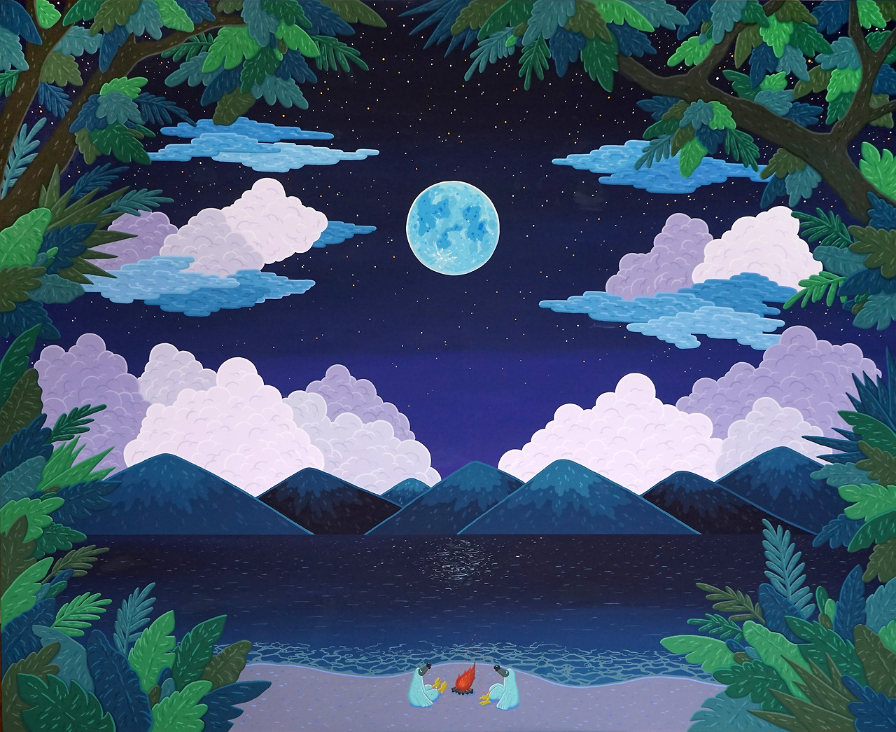 Under the moonlight, 130x162cm, gouache on canvas, 2020.jpg