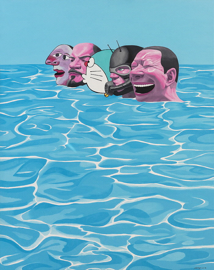 The Blue Ocean, Oil on Canvas 250x200cm ⓒYue Minjun 2020.jpg