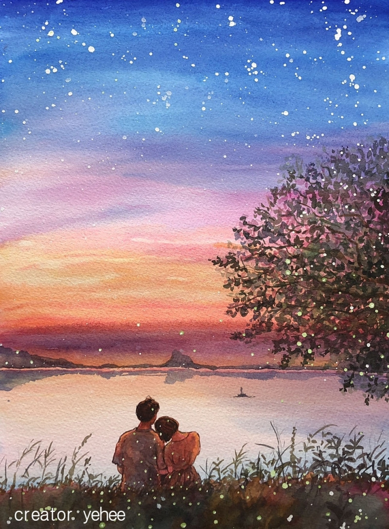 노을 연인 뒷모습(그립고 그리워서 그리다)-마크.jpg